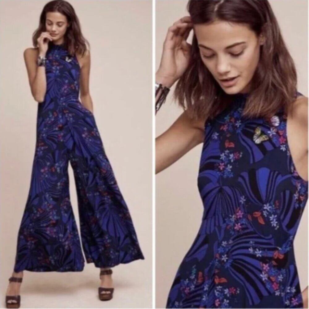 Moulinette Soeurs Anthropologie Wide Leg Butterfly Jumpsuit 4 Palazzo Floral